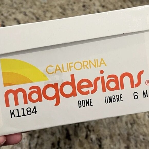 Vintage California Magdesians Women’s Mesh Leather Patchwork Wedge Heels Size 6M - Picture 12 of 14